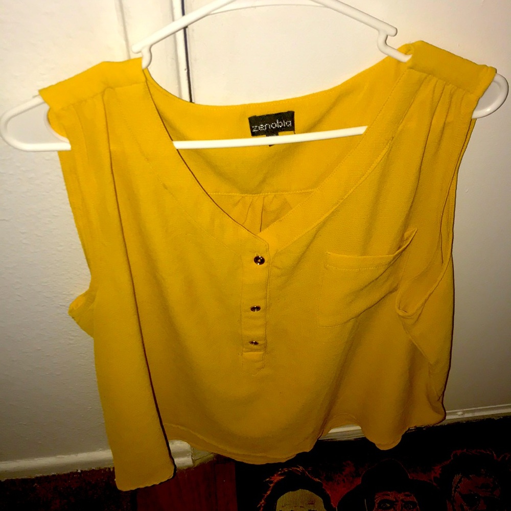 Mustard sleeveless top, 2X